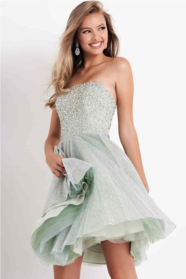 Jovani K04445 Strapless Embellished Short Party Dress Madeline s Boutique Toronto