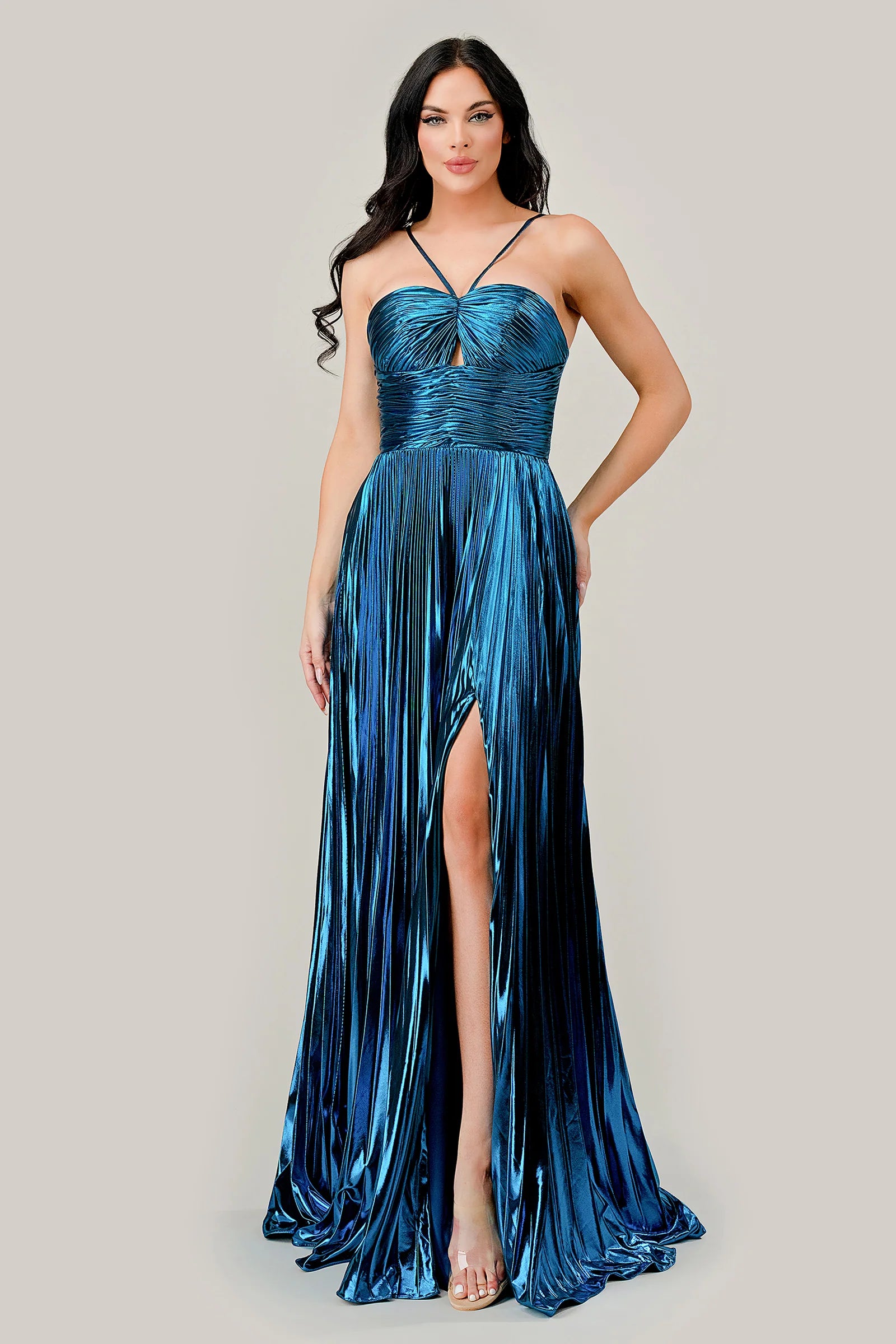 Metallic evening dress on sale