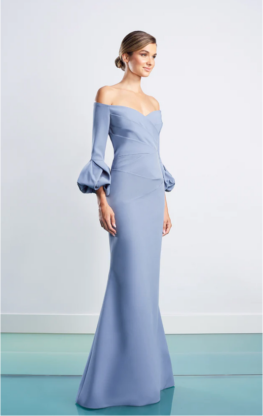 Alexander by Daymor 1478 Off-Shoulder Evening Gown in Delphi Blue