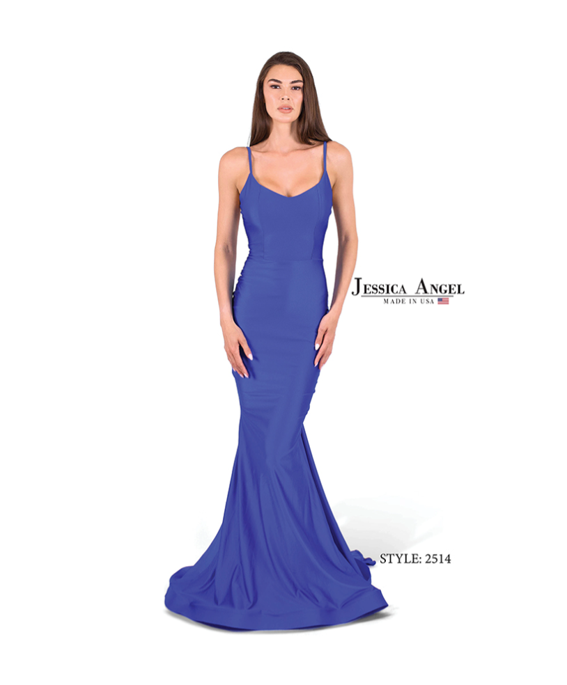 Jessica Angel 2614 Strapless Gown with Ruched Detail - Elegant mermaid gown featuring a strapless neckline and ruched back detail, perfect for prom.