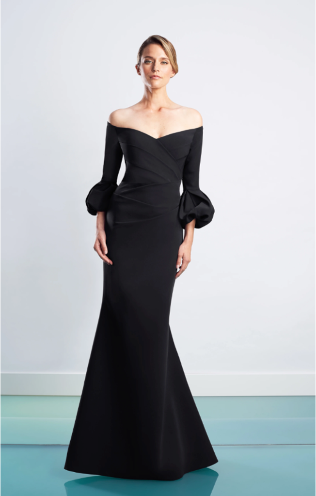 Alexander by Daymor 1478 Off-Shoulder Evening Gown in Black