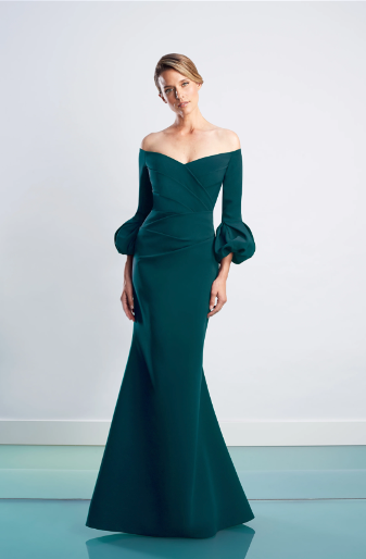 Alexander by Daymor 1478 Off-Shoulder Evening Gown in Forest