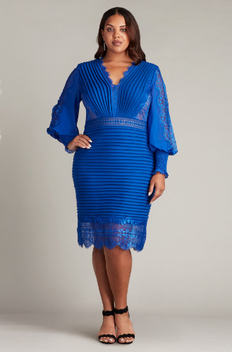 TADASHI SHOJI - BOS21070MXQ - SULLIVAN BISHOP SLEEVE DRESS - PLUS SIZE