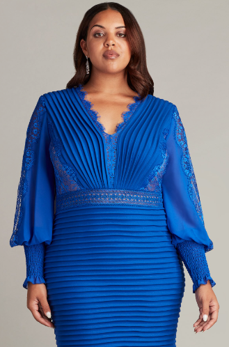 TADASHI SHOJI - BOS21070MXQ - SULLIVAN BISHOP SLEEVE DRESS - PLUS SIZE