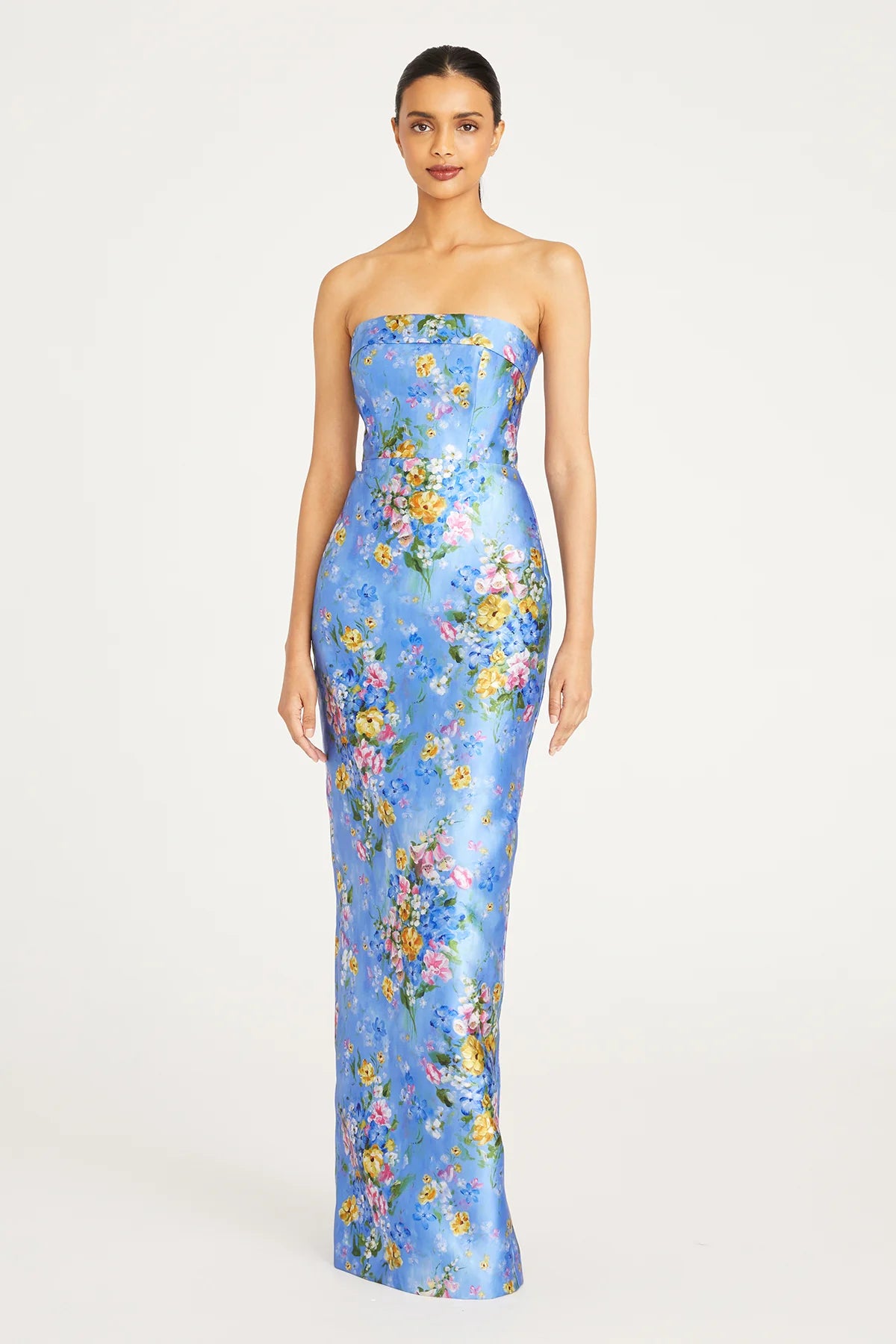 Stunning floral Mikado gown by Theia (style number 8819842) at Madeline's - Toronto, Canada and Boca Raton, Florida