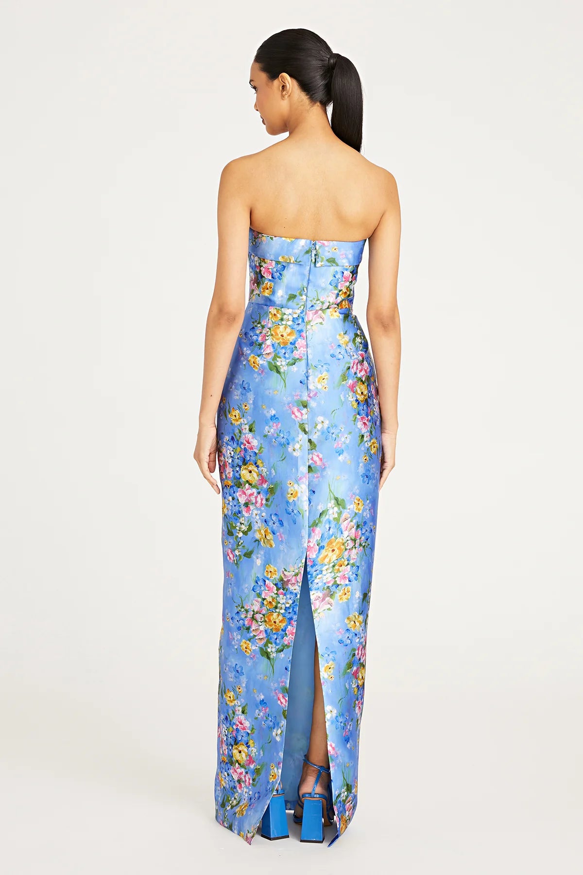 Stunning floral Mikado gown by Theia (style number 8819842) at Madeline's - Toronto, Canada and Boca Raton, Florida